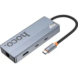 USB-хаб Hoco HB52 Wow 8-in-1 Deep Space Gray [140640] - мініатюра 2