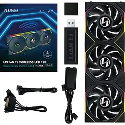 Комплект вентиляторів Lian Li UNI Fan TL WIRELESS LCD 120-3 (G99.12TLLCD1W3B.00) Black - мініатюра 12