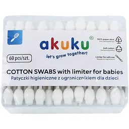 Ватные палочки Akuku детские 60 шт. (A0710)