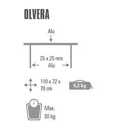Стіл розкладний High Peak Olvera Silver (44188) 928991 - мініатюра 2