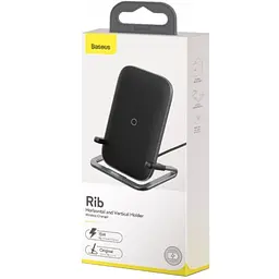 Бездротовий зарядний пристрій Baseus Rib 15W WXPG-01 Black - мініатюра 9