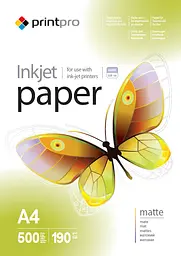 Фотопапір PrintPro матовий 190 г/м² A4 500 л PM190-500 (PME190500A4)