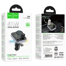 АЗП FM модулятор Hoco E86 Alegria PD30W+QC3.0 48W (2USB-A/1C) Black - мініатюра 5