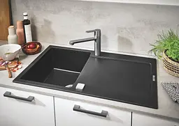 Кухонна мийка Grohe Granite Black 860 х 500 мм 31644AP0, Чорний - мініатюра 3