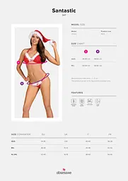 Комплект Obsessive Santastic 3-pcs Set S/M - мініатюра 5
