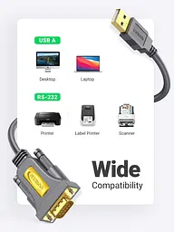 Кабель-перехідник UGREEN USB на RS232 DB9 2 м з контролером PL2303 - мініатюра 2
