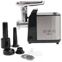 М'ясорубка Haeger HG-3395 1200Вт 2 решітки насадки для ковбаси нержавіюча сталь/чорна (HG-3395_1642) - мініатюра 2