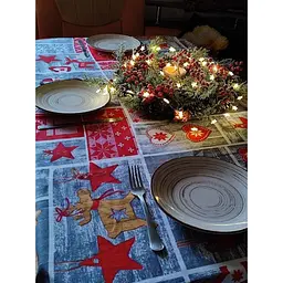 Скатертина Domikus Merry Christmas новорічна святкова червона 140х220 см (4829900029005) - мініатюра 2