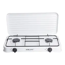 Настільна газова плита Sokany SK-6002W 2 конфорки 4.4 кВт під балонний газ для Білий