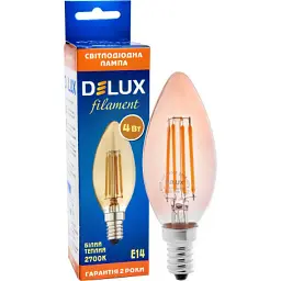 Лампочка Delux BL37B 4 Вт 2700K amber 220 В E14 filament (90011682) - мініатюра 3