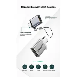 Перехідник Ugreen OTG USB 3.0 AF to Type-C US270 Alum. (Gray) (50283) - мініатюра 4