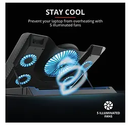 Охолоджувальна підставка для ноутбука 15-17.3 дюймів Trust GXT1125 Quno 5xFan, LED - мініатюра 5