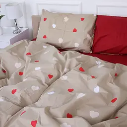 Простирадло MirSon Бязь 17-4750 Multicolored hearts 200x220 см червоне (2200008933418) - мініатюра 3