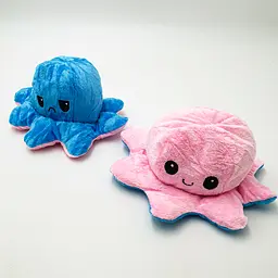 М'яка іграшка Восьминіг перевертень двосторонній веселий сумний Mood Octopus 16 см UKC рожево/синій - мініатюра 2