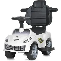 Дитяча каталка-толокар Bambi Racer M 5728L-1 з батьківською ручкою білий - мініатюра 2