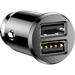 Автомобільний зарядний пристрій Baseus Grain Metal 3.1A/2USB Black - мініатюра 4