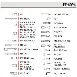 Набір інструментів Intertool ET-6094 94шт [91263] - мініатюра 9