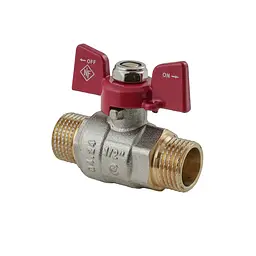 Кран кульовий Nolf Classic NFC.731-06-1/2" Mm Шшм, ручка "метелик" червона NF3136
