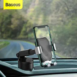 Холдер Baseus Tank gravity car mount holder with suction base Tarnish Чорний - мініатюра 2