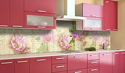 Вініловий кухонний фартух Вінтажні орхідеї наклейка для кухні Квіти Бежевий 60х300 см Happy Pocket Z181493 - мініатюра 2