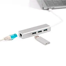USB-Хаб Digitus USB-C - USB 3.0 3 Port Hub + Gigabit Ethernet (DA-70255) - мініатюра 4