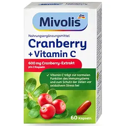 Біологічно активна добавка Mivolis Cranberry, Журавлина + Вітамін С, 60 шт, 60 г