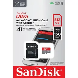 Карта пам'яті SanDisk microSDXC Ultra 512GB UHS-I U1 A1 + SD Adapter (SDSQUAC-512G-GN6MA) [168248] - мініатюра 3