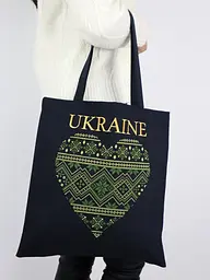Шоппер з вишивкою UKRAINE зелене серце, еко сумка для покупок, сумка для покупок вишита - мініатюра 6