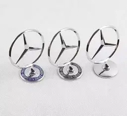 Емблема приціл на капот Mercedes-Benz Хром+напис Чорний 44 мм метал на скотчі (OEM: A1408800286) - мініатюра 4