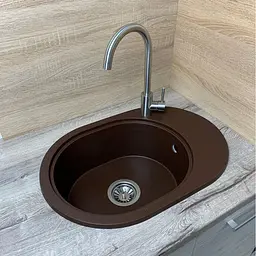 Кухонна мийка Adamant OVALE коричнева 610x420x180 мм, з крилом 61 см - мініатюра 2