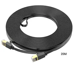 Патч-корд Hoco US07 General pure copper flat network cable (L-20M) Чорний - мініатюра 2