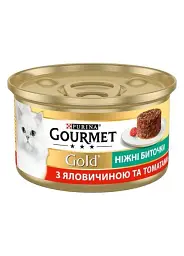 Вологий корм для котів Gourmet Gold ніжні биточки з яловичиною, 85 г