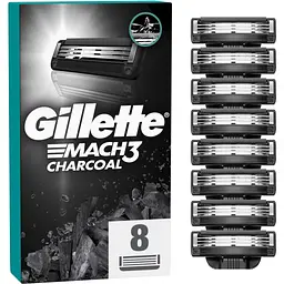 Змінні касети Gillette Mach3 Charcoal Деревне вугілля 8 шт. (8700216085472)