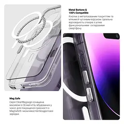 Чехол Apple iPhone 16e/17e, Clear MagCase, прозрачный, противоударный, магнитный, панель-накладка с поддержкой MagSafe, поддержка беспроводной зарядки MagSafe, защита всего корпуса, TPU+PC, ArmorStandart (ARM83849) - мініатюра 4