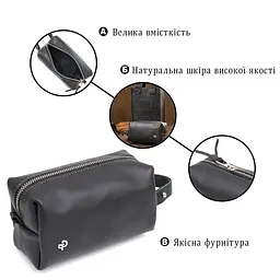 Шкіряна косметичка для чоловіків Grande Pelle 11507 чорний - мініатюра 8