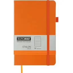 Книга записна Buromax Etalon 125x195 мм 96 аркушів в лінію обкладинка зі штучної шкіри Помаранчева (BM.291260-11)