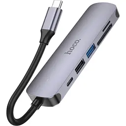 USB-хаб Hoco HB28 6-in-1 Metal Gray (769336) [169699] - мініатюра 2