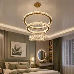 Підвісна LED-люстра Diasha 7895/800+600S-gold для вітальні, залу та сходів, кришталь, 95 W, 75 см, 16-25m2