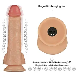 Реалістичний вібратор Vibrating Power Basics Cock 8" тілесний - мініатюра 11