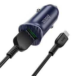 АЗП Hoco Z39 Farsighted dual port QC3.0 Car charger set ( Micro ) Blue