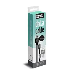 Кабель USB AM - Type-C, 2 м, чорний, ColorWay, 2.4A (CW-CBUC008-BK)