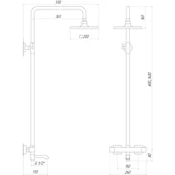Душова система Globus Lux Termostatic Q GLM-0041T-BB, Чорний матовий - мініатюра 5
