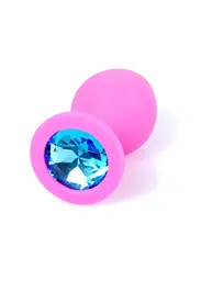 Анальна пробка - Jewellery Silicone Pink Plug M Light Blue - мініатюра 2