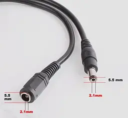 Кабель подовжувач 1м для ip-камери, роутера, медіаконвертера, безперебійника 1 метр 12В DC12V Power Extension Cable 5.5*2.1мм тато-мама - мініатюра 2