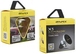 Автотримач AWEI X5 Air Vent Magnet 360 Degree Rotate Car Mount Holder Silver - мініатюра 2