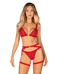 Пояс з гартерами Obsessive Elianes XL/2XL червоний - мініатюра 3