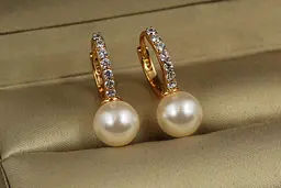 Сережки Xuping Jewelry юність з перлиною 2 см золотисті - мініатюра 2