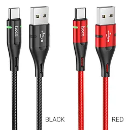 Кабель HOCO U93 USB to Type-C 3A, 1.2m, нілон, алюмінієві connectors, light indicator, Чорний - мініатюра 3