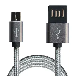 Дата кабель USB 2.0 AM to Micro 5P 1.0m Grey/Black Grand-X (FM02) - мініатюра 3