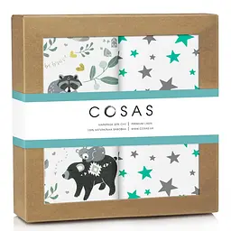 Пелюшки багаторазові Cosas дитячі Animals 2 шт., 80х100 см, м'ятні